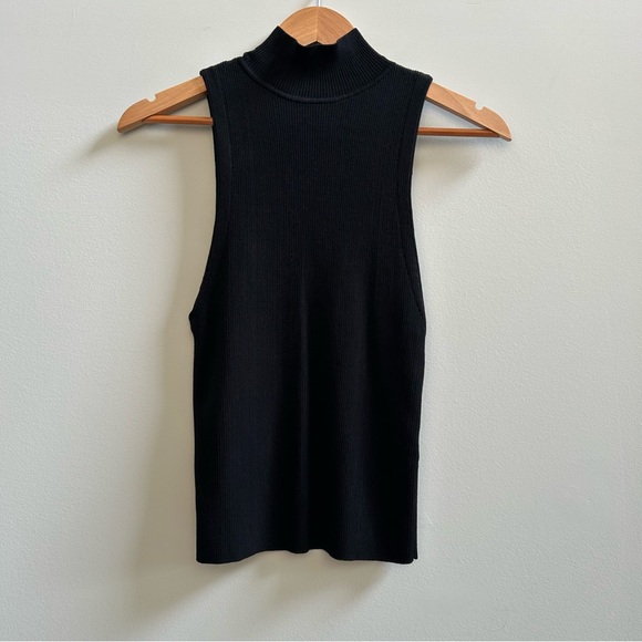 NWT Alice + Olivia Darcey Turtleneck Sweater Tank In Black, Size L - Picture 2 of 9